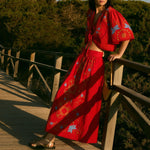 SOPHIE + LUCIE Amapola Embroidered Skirt in Red