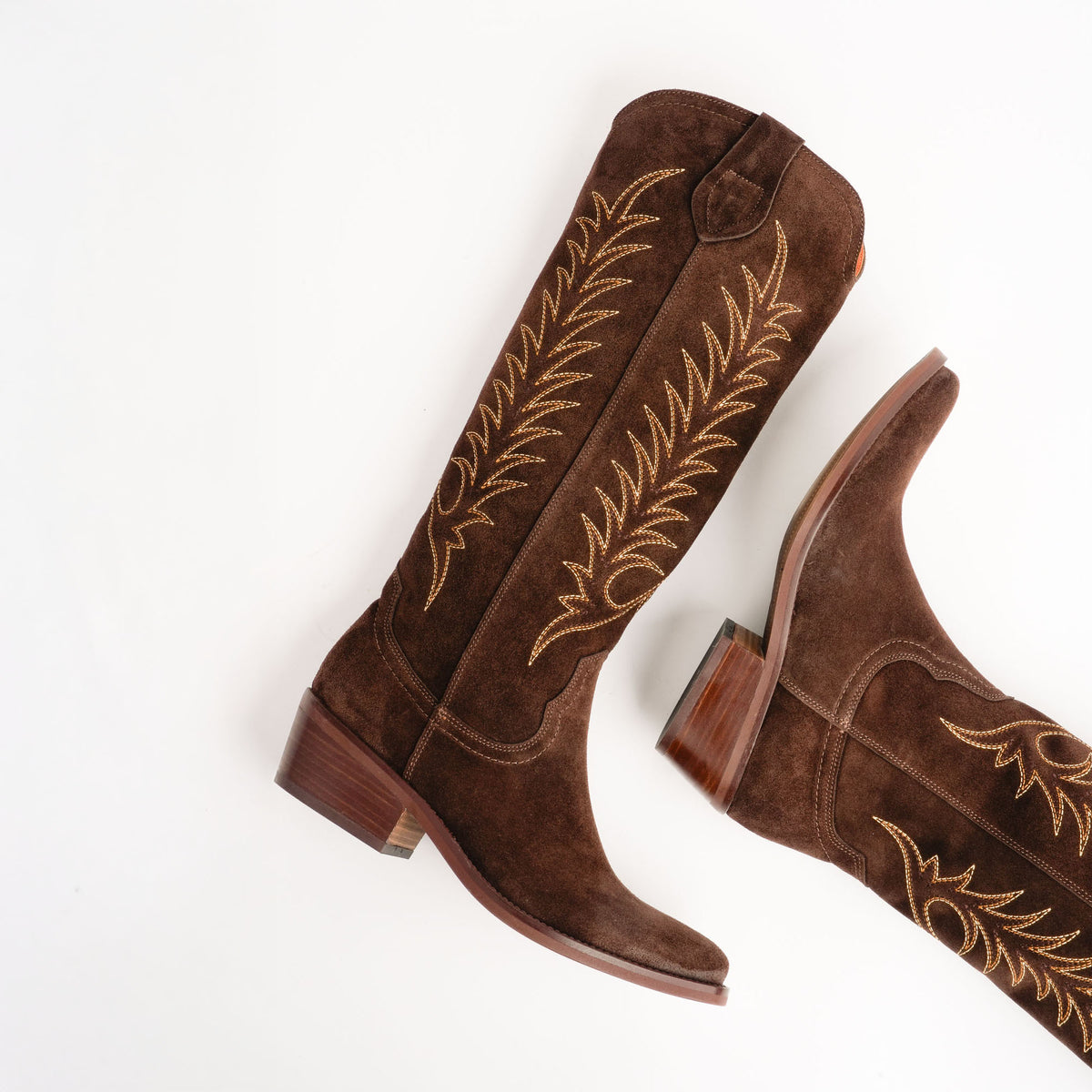 PENELOPE CHILVERS Blanca Suede Embroidered Boot in Bitter Chocolate