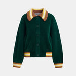 ESSENTIEL ANTWERP Kamore Knit Jacket with Collar in Forest Green