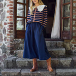 BLACK COLOUR BCDell Puff Stripe Cardigan in Navy