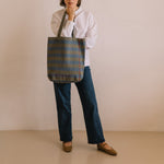 LES PENSIONNAIRES Striped Recycled Tote in Green/Blue