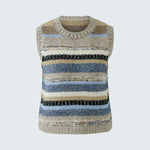 OUI Stripe Knitted Tank in Light Brown/Blue