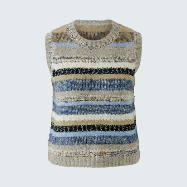 OUI Stripe Knitted Tank in Light Brown/Blue