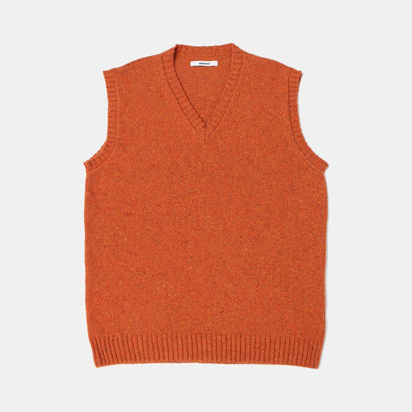 EDMMOND STUDIOS Paris V Neck Wool Mix Vest in Plain Orange