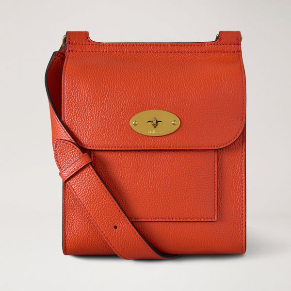 MULBERRY Small Antony Small Classic Grain Messenger in Coral Orange