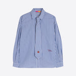 VILAGALLO Effie Stripe Shirt with Tie in Blue