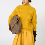 WEEKEND MAX MARA WKSSarong Wool Yarn Turtleneck Aran Jumper in Yellow