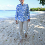 PINK HOUSE MUSTIQUE Mens Iguana Linen Shirt in Blue