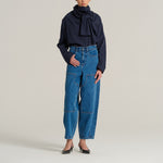 V DE VINSTER Marcel Cotton Blouse in Navy