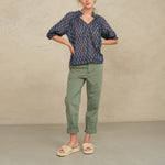 M.A.B.E Ari Print Short Sleeve Top in Indigo