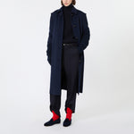 WEEKEND MAX MARA WKSSarong Wool Yarn Turtleneck Aran Jumper in Navy