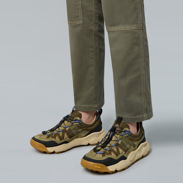 FLOWER MOUNTAIN Iwano 2 Unisex Waterproof Suede/ Nylon/ Fabric Trainers in Military/Black