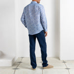 PINK HOUSE MUSTIQUE Mens Coral Stone Linen Shirt in Blue