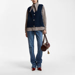 ESSENTIEL ANTWERP Kute Layered Knitted Vest Shirt in Blue/Brown/White