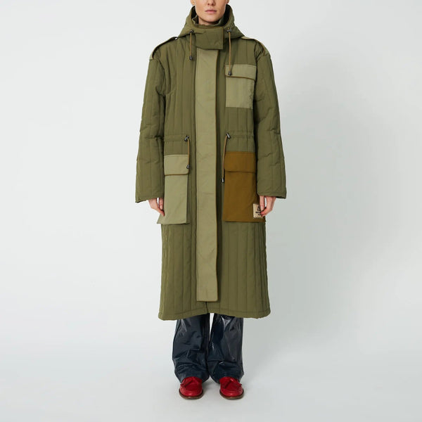 STELLA NOVA Quilted Parka Coat in Army
