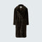 OUI Leopard Print Faux Fur Long Coat in Dark Brown/Grey-Black