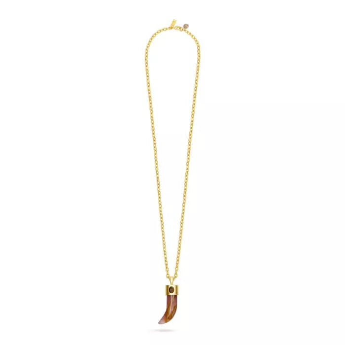 TALIS CHAINS Shark Tooth Pendant Necklace in Red Watermelon Skin