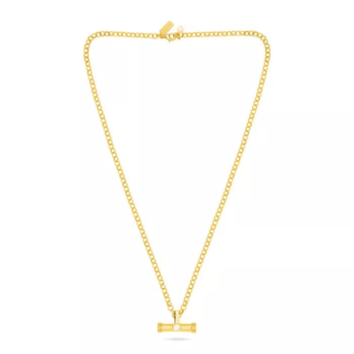 TALIS CHAINS T-Bar Pendant on Belcher Chain in Cubic Zirconia