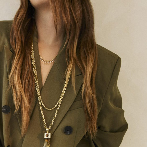 TALIS CHAINS CZ Spike Drop Necklace in Gold