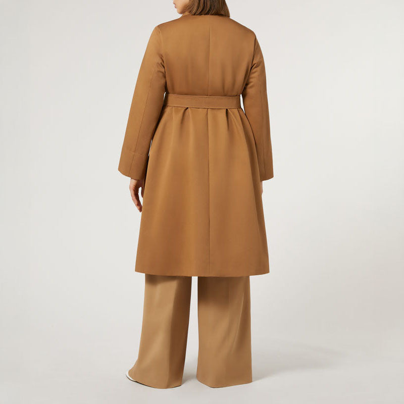MARINA RINALDI Candido Water-Repellent Gabardine Trench Coat in Camel