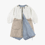 MARFA STANCE Parachute Quilted Parka in Glacier Blue /White/Dove Grey
