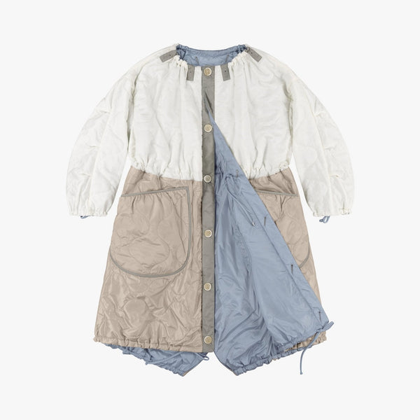 MARFA STANCE Parachute Quilted Parka in Glacier Blue /White/Dove Grey