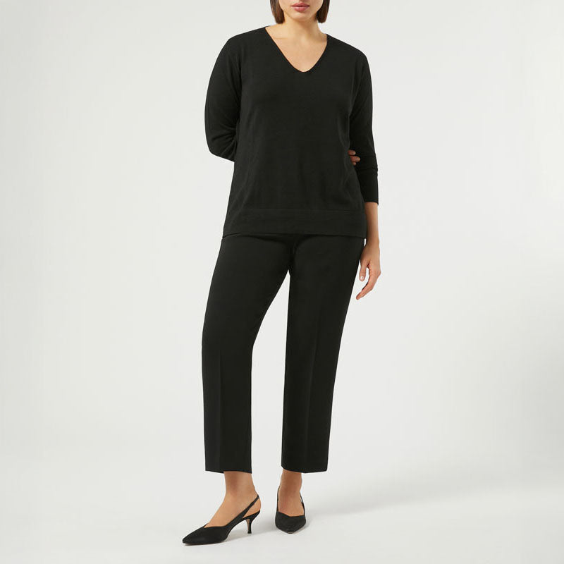 MARINA RINALDI Ravel Triacetate Cady Trousers in Black