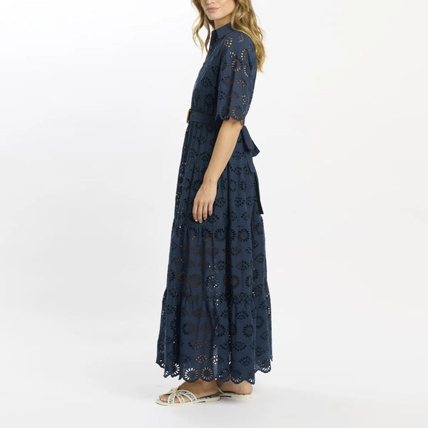 MISS JUNE Apoline Long Dress in Navy