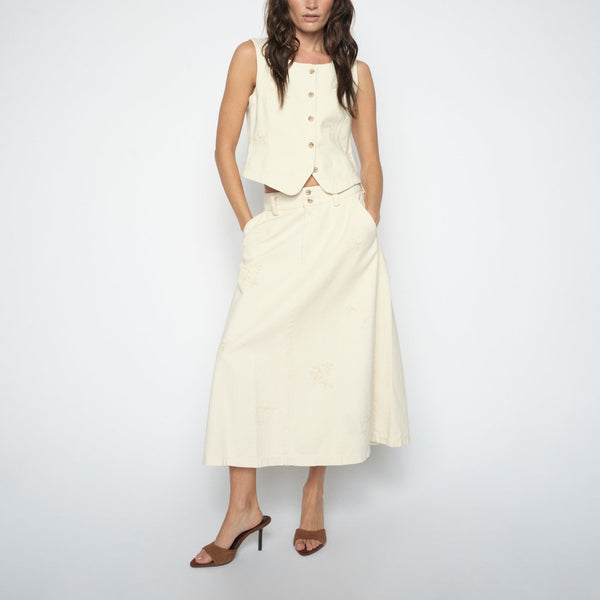 MOS MOSH MMLani Rinna Embroidered Skirt in Clay