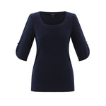 MARBLE Round Neck Top in Ink Blue