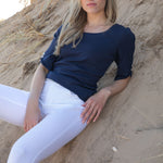 MARBLE Round Neck Top in Ink Blue