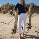 MARBLE Round Neck Top in Ink Blue