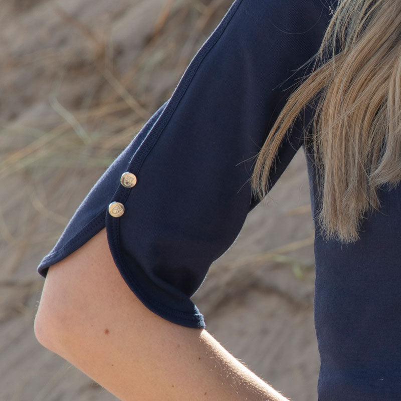 MARBLE Round Neck Top in Ink Blue