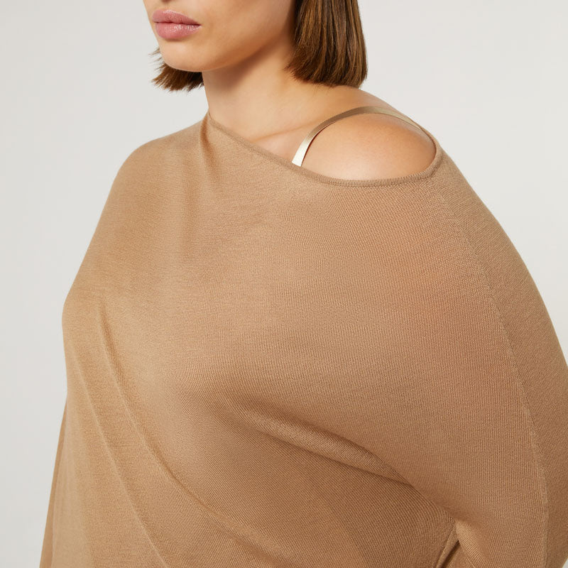 MARINA RINALDI Unito Wool & Silk Blend Sweater in Camel