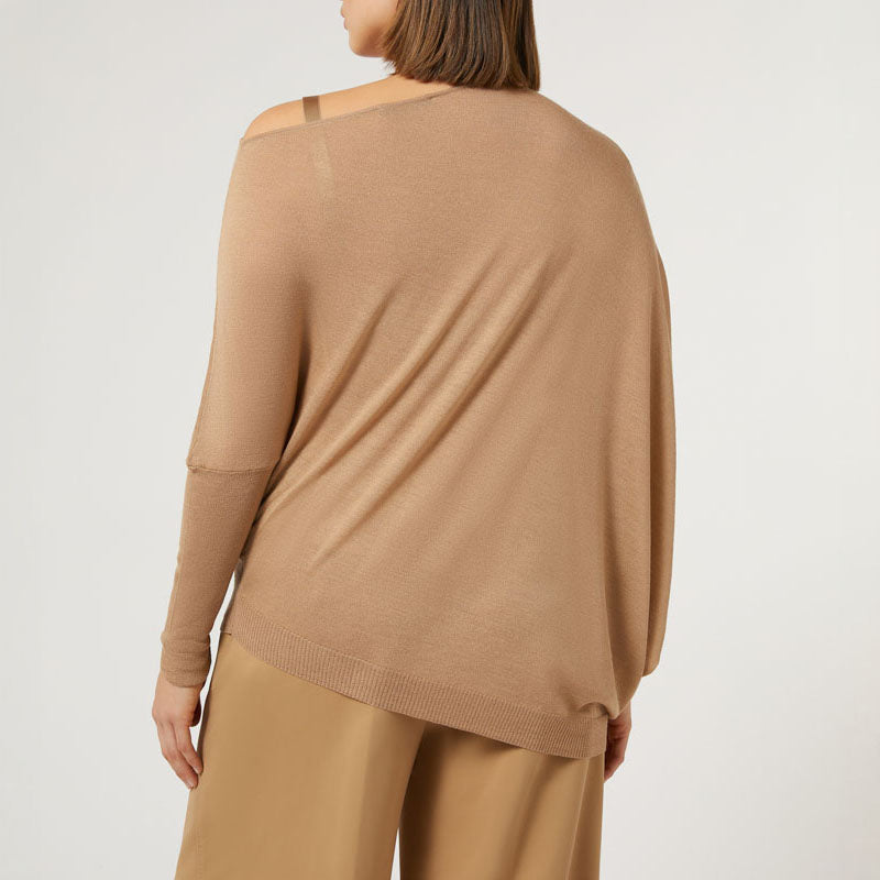 MARINA RINALDI Unito Wool & Silk Blend Sweater in Camel