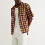 WAX LONDON Didcot Short Sleeve Shirt in Rust/Multi