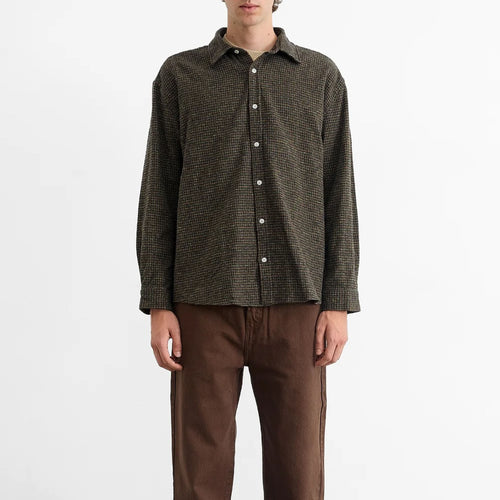 EDMMOND STUDIOS Crosswords Shirt in Plain Chocolate