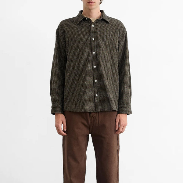 EDMMOND STUDIOS Crosswords Shirt in Plain Chocolate