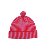 QUINTON & CHADWICK Angora Stripe Beanie Hat in Pink/Red