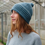 QUINTON & CHADWICK Angora Stripe Beanie Hat in Aqua/Teal