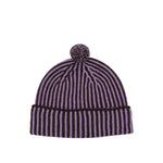 QUINTON & CHADWICK Angora Stripe Beanie Hat in Brown/Lilac