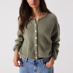 AMERICAN VINTAGE Vitow Alpaca Mix Cardigan in Khaki Melange