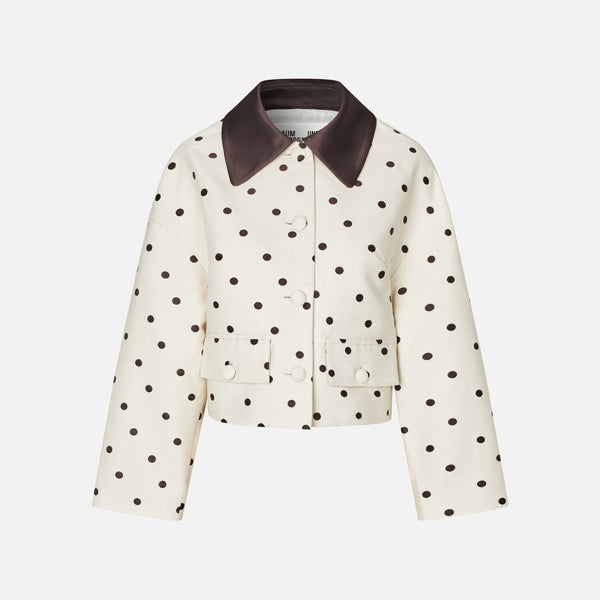 BAUM UND PFERDGARTEN Bebeth Cropped Jacket in Egret Creme Dot