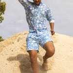 PINK HOUSE MUSTIQUE Mens Iguana Linen Shirt in Blue