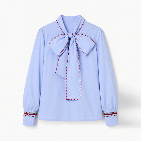 SOPHIE + LUCIE Luciana Cotton Poplin Shirt in Blue