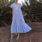 ROSE AND ROSE Camelia Striped Long Dress in White/Blue