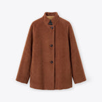 ROSSO35 Alpaca Wool Short Coat in Chestnut