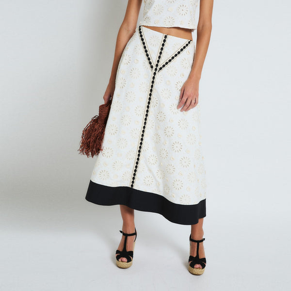 SOPHIE + LUCIE Moira Die-Cut Flower Skirt in Cream
