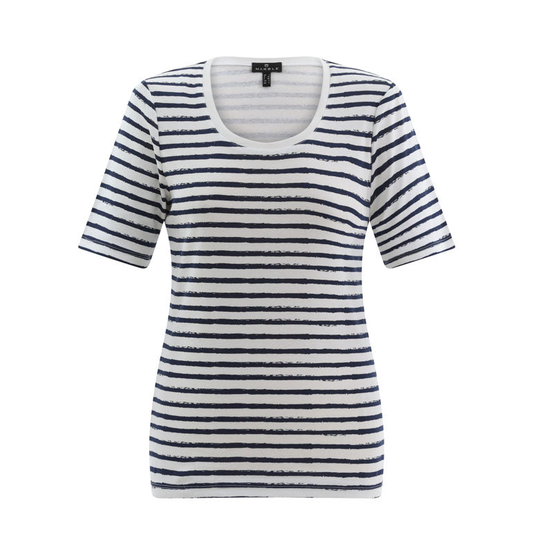 MARBLE Easy T-Shirt in Ink Blue/White Stripe
