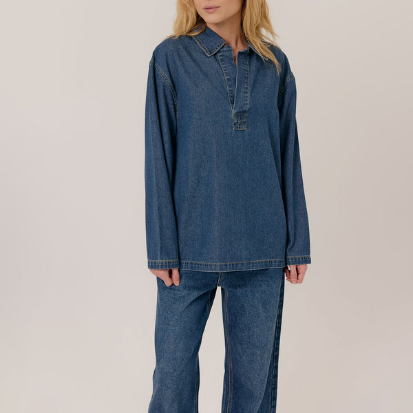 ARTLOVE Traute Denim Blouse in Blue